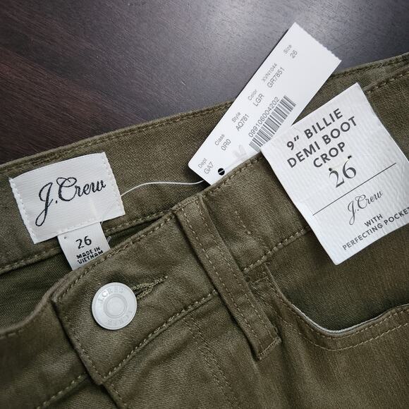NWT J. Crew 9" Billie Demi Boot Crop Green Size 26 - Picture 3 of 5